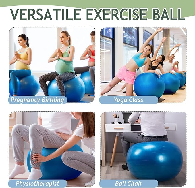 Hungdao 6 Pack Exercise Ball Bulk Inflatable Pregnancy & Workout Ball 22 Inch Heavy Duty Pilates Ball for Yoga Stretching Therapy Balance Physical Fitness