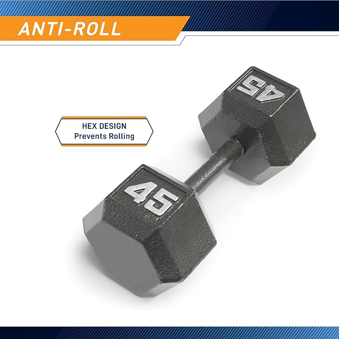 Marcy Cast Iron Hex Dumbbells Collection - Available size from 3-lb to 100-lb, SOLD INDIVIDUALLY