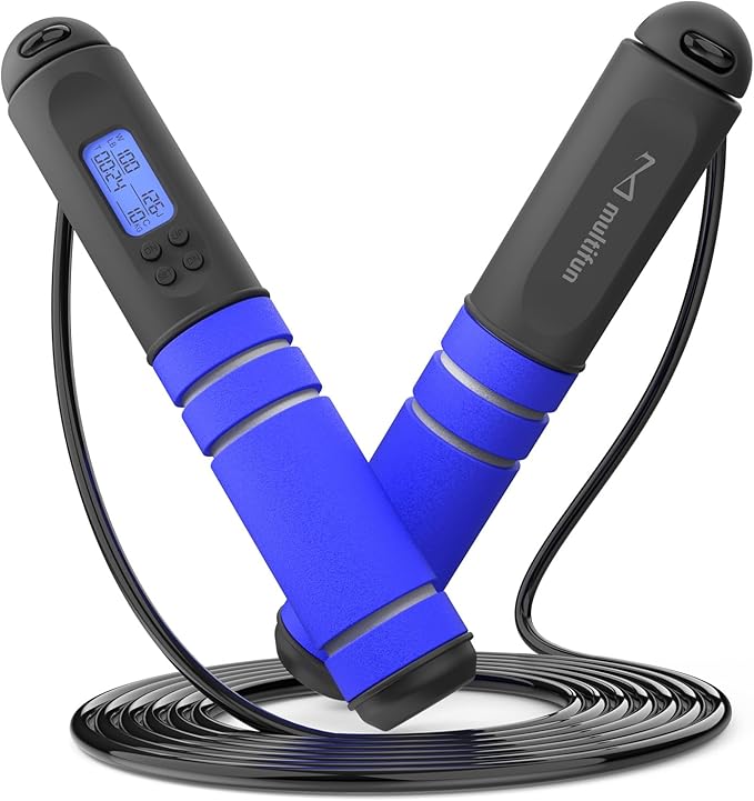 multifun Jump Rope, Adjustable Digital Jump Rope with Calorie Counter, Ball Bearings & Alarm – Ideal for Fitness, CrossFit, Boxing, MMA, Gym – Multifunctional Speed Skipping Rope