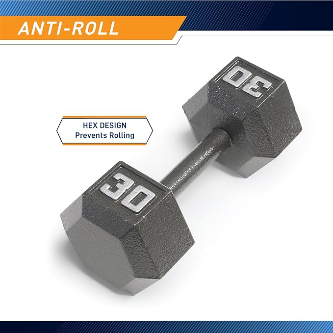 Marcy Cast Iron Hex Dumbbells Collection - Available size from 3-lb to 100-lb, SOLD INDIVIDUALLY