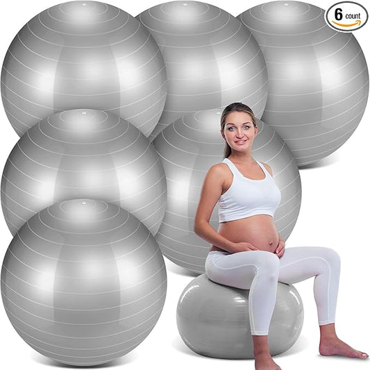 Hungdao 6 Pack Exercise Ball Bulk Inflatable Pregnancy & Workout Ball 22 Inch Heavy Duty Pilates Ball for Yoga Stretching Therapy Balance Physical Fitness