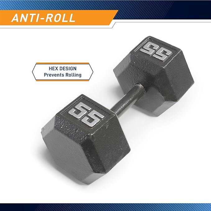 Marcy Cast Iron Hex Dumbbells Collection - Available size from 3-lb to 100-lb, SOLD INDIVIDUALLY