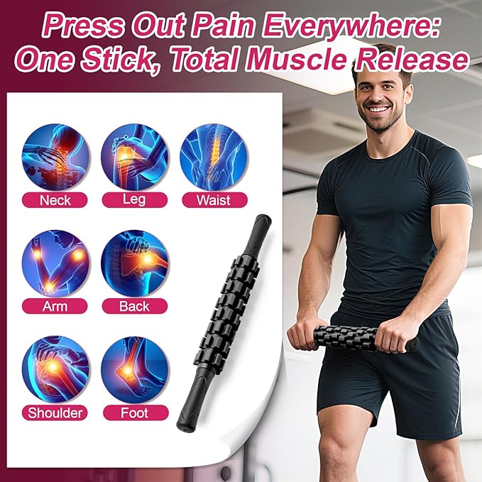 Muscle Roller Stick, Muscle Roller, Liposuction Massage Roller for Lymphatic Drainage, Massager Stick for Relief Muscle Soreness, Trigger Points, Help Exercise Runner Legs, Back Recovery