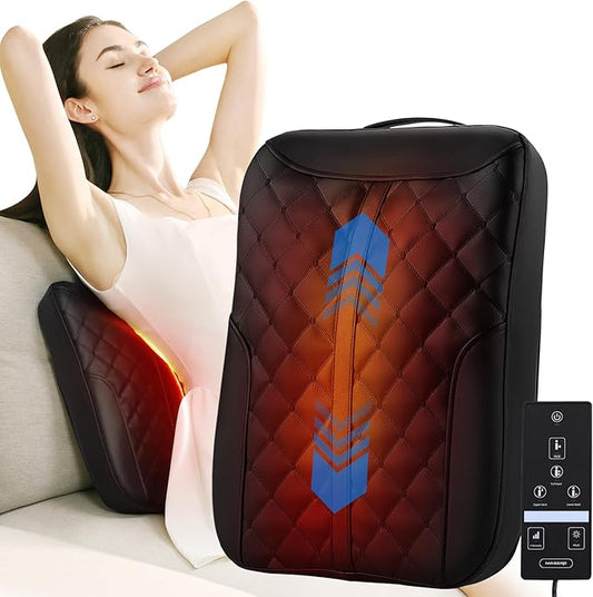 Shiatsu Back Massager with Heat, Rolling Up and Down 4D Kneading Massage, Electric Massager for Pain Relief Deep Tissue, Lumbar Lower Back Massager, Gifts for Women Men Mom Dad