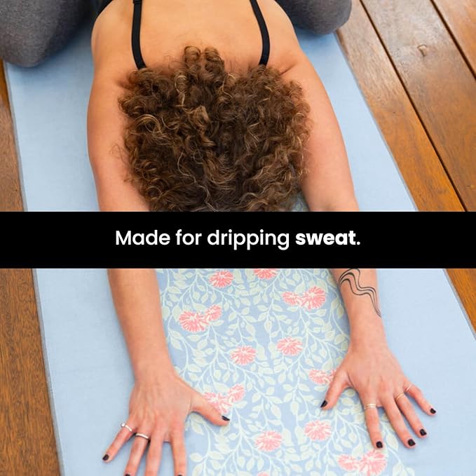 Yoga Grip Yoga Towel - Non Slip Hot Yoga Mat Towel With Corner Pockets, No-Skid Grip, and Built-in Alignment Lines | Soft, Moisture Wicking, and Sweat Absorbent | No Bunching, Stays in Place 72" x 25"
