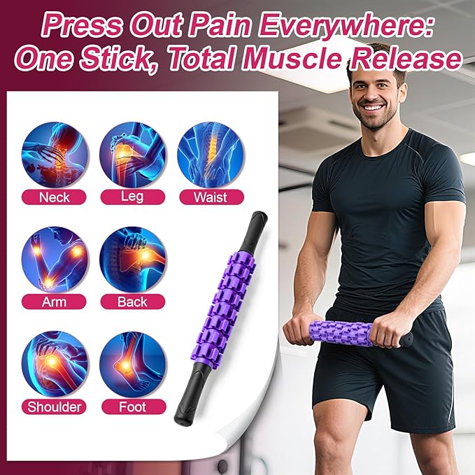 Muscle Roller Stick, Muscle Roller, Liposuction Massage Roller for Lymphatic Drainage, Massager Stick for Relief Muscle Soreness, Trigger Points, Help Exercise Runner Legs, Back Recovery