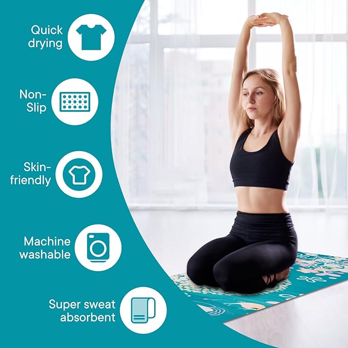 Yoga Towels, Non Slip Hot Yoga Mat Towel with Grip Dots,Super-Absorbent Soft Microfiber Yoga Blanket for Pilates, Fitness and Workout 72inch x 24inch