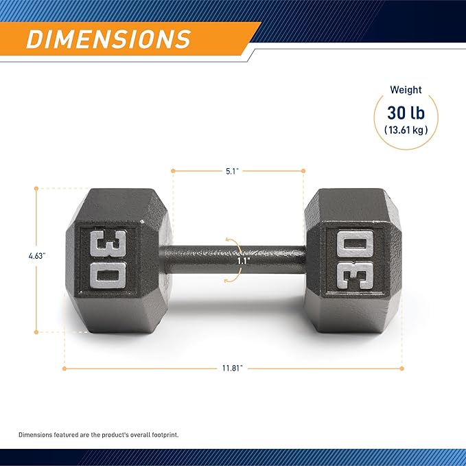 Marcy Cast Iron Hex Dumbbells Collection - Available size from 3-lb to 100-lb, SOLD INDIVIDUALLY