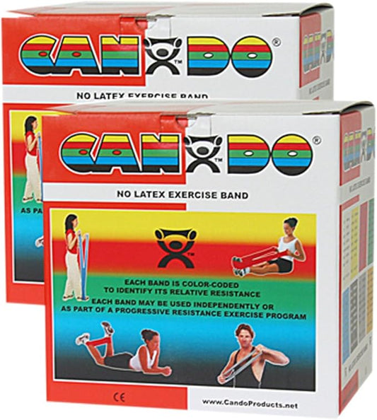 CanDo Twin-Pak Latex-Free Exercise Band, Red, 100 Yard