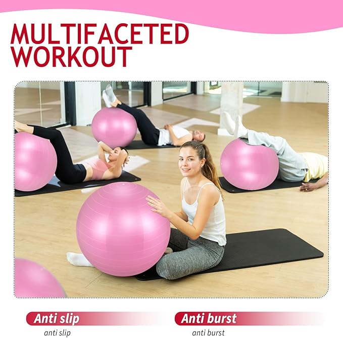 Hungdao 6 Pack Exercise Ball Bulk Inflatable Pregnancy & Workout Ball 22 Inch Heavy Duty Pilates Ball for Yoga Stretching Therapy Balance Physical Fitness