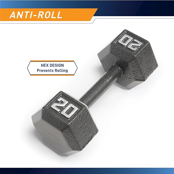 Marcy Cast Iron Hex Dumbbells Collection - Available size from 3-lb to 100-lb, SOLD INDIVIDUALLY