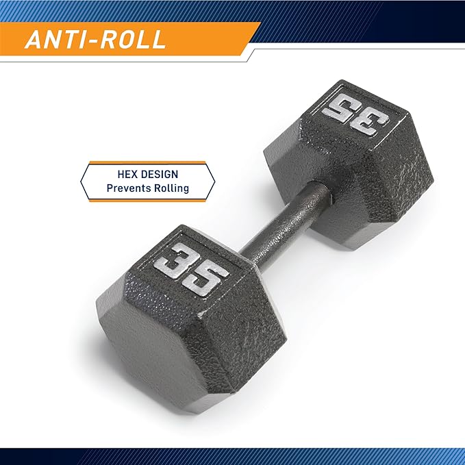 Marcy Cast Iron Hex Dumbbells Collection - Available size from 3-lb to 100-lb, SOLD INDIVIDUALLY