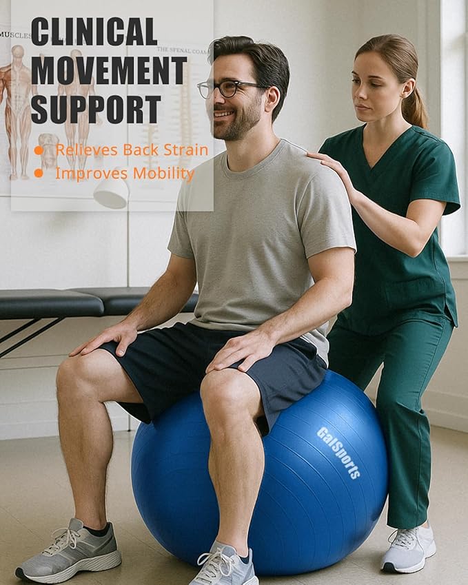 GalSports Anti-Burst Slip Resistant Stability Ball - Swiss Ball for Home Gym & Physical Therapy