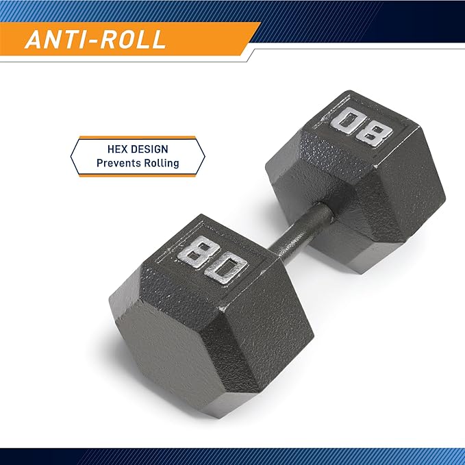 Marcy Cast Iron Hex Dumbbells Collection - Available size from 3-lb to 100-lb, SOLD INDIVIDUALLY
