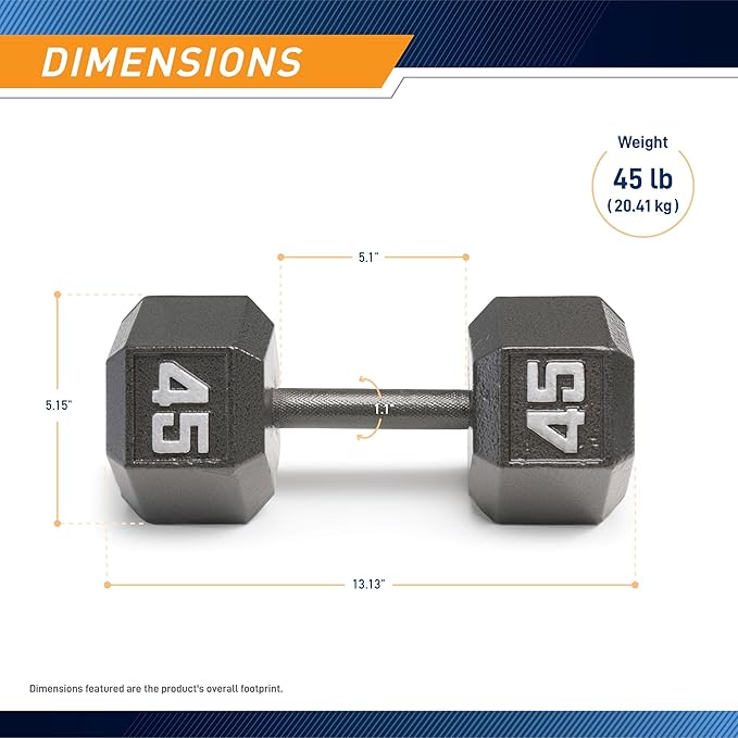 Marcy Cast Iron Hex Dumbbells Collection - Available size from 3-lb to 100-lb, SOLD INDIVIDUALLY