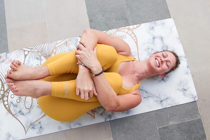 Shakti Warrior Suede yoga mat - Premium Printed Natural Eco-friendly Non-Slip Mat Great for Hot Yoga, Pilates, Workouts (72 inch x 24 inch x 3mm thick)