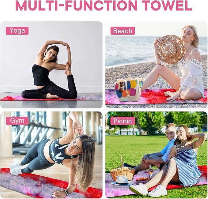 Yoga Towels, Non Slip Hot Yoga Mat Towel with Grip Dots,Super-Absorbent Soft Microfiber Yoga Blanket for Pilates, Fitness and Workout 72inch x 24inch