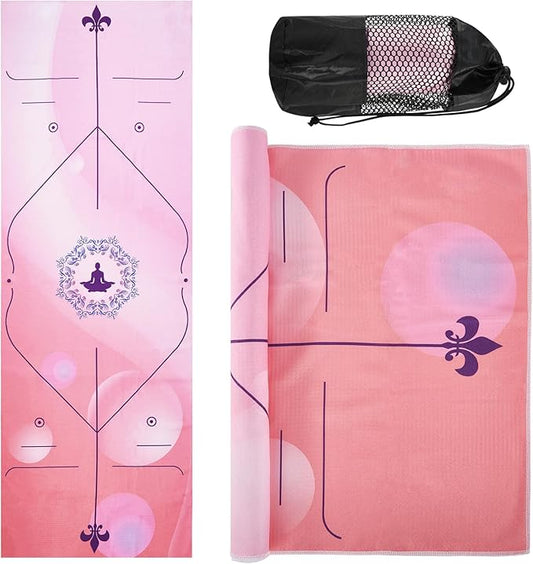 Yoga Towels, Non Slip Hot Yoga Mat Towel with Grip Dots,Super-Absorbent Soft Microfiber Yoga Blanket for Pilates, Fitness and Workout 72inch x 24inch