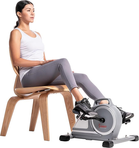 Sunny Health & Fitness Dual Function Under-Desk Bike Trainer, Mini Exercise Machine for Senior Training, Arm/Leg Cardio Cycle Workout, Optional Magnetic, Motorized w/Free SunnyFit App Connection