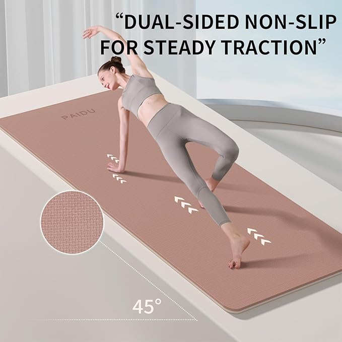 Yoga Mat Non Slip Anti-tear,extra thick-2/5 inch（10MM）High Resiliency Professional POE Yoga Mats for Women Men Kids,72"x24"inch,Workout, Yoga, Pilates and Floor Exercise, with Carrier Strap