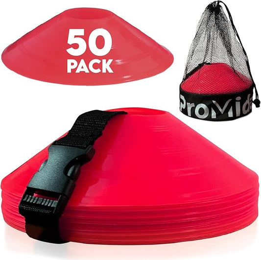 Mini Cones for Sports - Better Space Utilization - Comes with Shoulder Strap - for Agility Training Drills (Orange - 25 Pack)