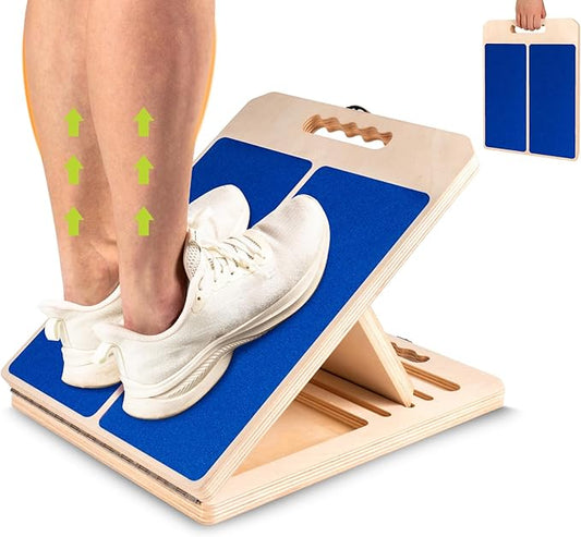 Slant Board for Calf Stretching, Adjustable Portable Wooden Incline Board for Calf Stretcher with Training Poster, 300 Lbs Weight Capacity Calf Stretch Wedge for Leg, Knees, Heel, Ankle & Stretching
