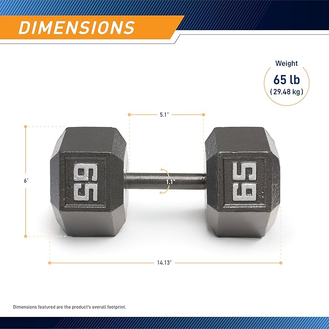Marcy Cast Iron Hex Dumbbells Collection - Available size from 3-lb to 100-lb, SOLD INDIVIDUALLY