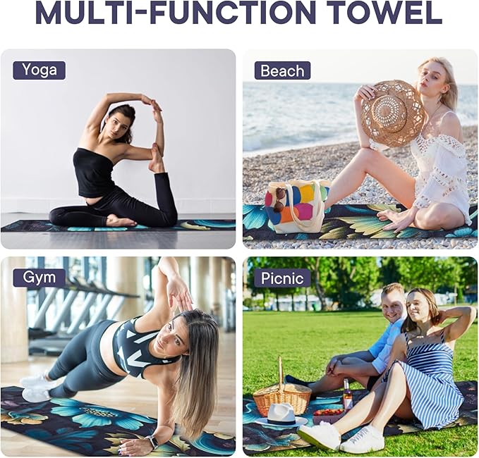 Yoga Towels, Non Slip Hot Yoga Mat Towel with Grip Dots,Super-Absorbent Soft Microfiber Yoga Blanket for Pilates, Fitness and Workout 72inch x 24inch