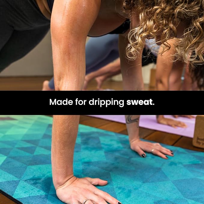 Yoga Grip Yoga Towel - Non Slip Hot Yoga Mat Towel With Corner Pockets, No-Skid Grip, and Built-in Alignment Lines | Soft, Moisture Wicking, and Sweat Absorbent | No Bunching, Stays in Place 72" x 25"