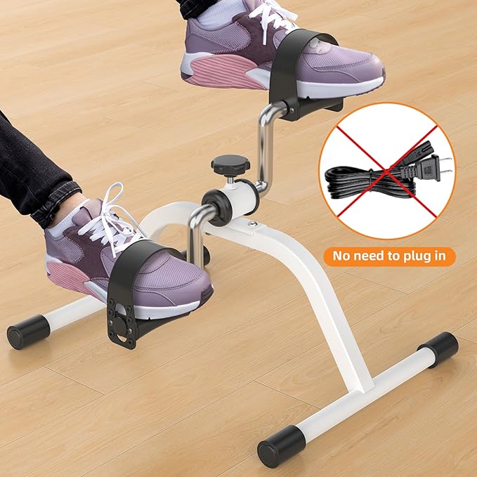 LUBBYGIM Under Desk Bike Pedal Exerciser, Non-Electric Mini Exercise Bike for Seniors, Adjustable Resistance Foot Desk Cycle for Arm & Leg Recovery, Physical Therapy, Easy to Use at Home