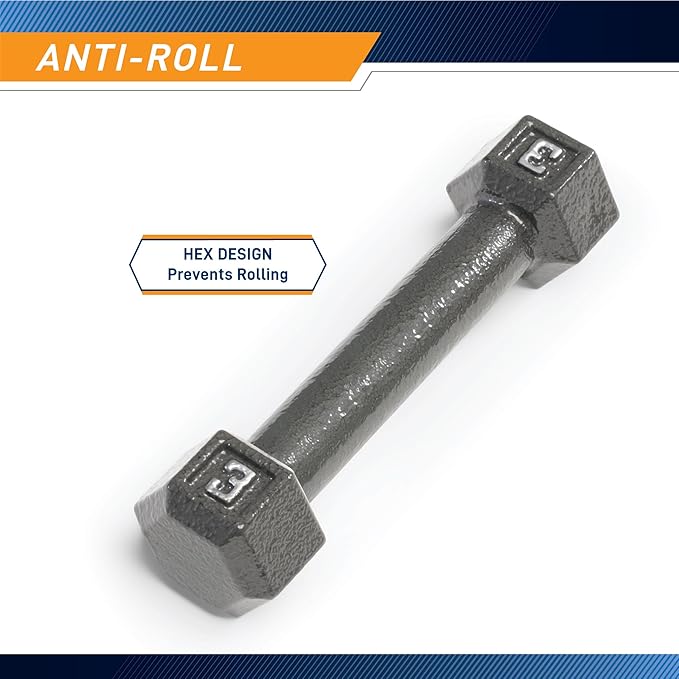 Marcy Cast Iron Hex Dumbbells Collection - Available size from 3-lb to 100-lb, SOLD INDIVIDUALLY