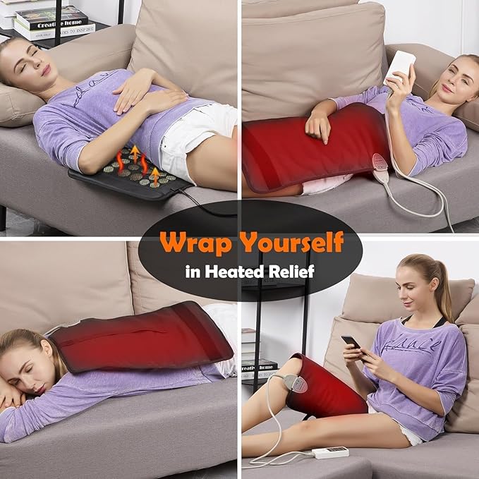 UTK Heating Pad for Back, 5X Deeper Back Pain Relief, Far Infrared Heating Pad with Natural Jade, FSA-HSA Eligible, Hotter to 159℉, 4H Auto Off, Travel Bag, Memory Function, 23.5"×16", Gifts for Women