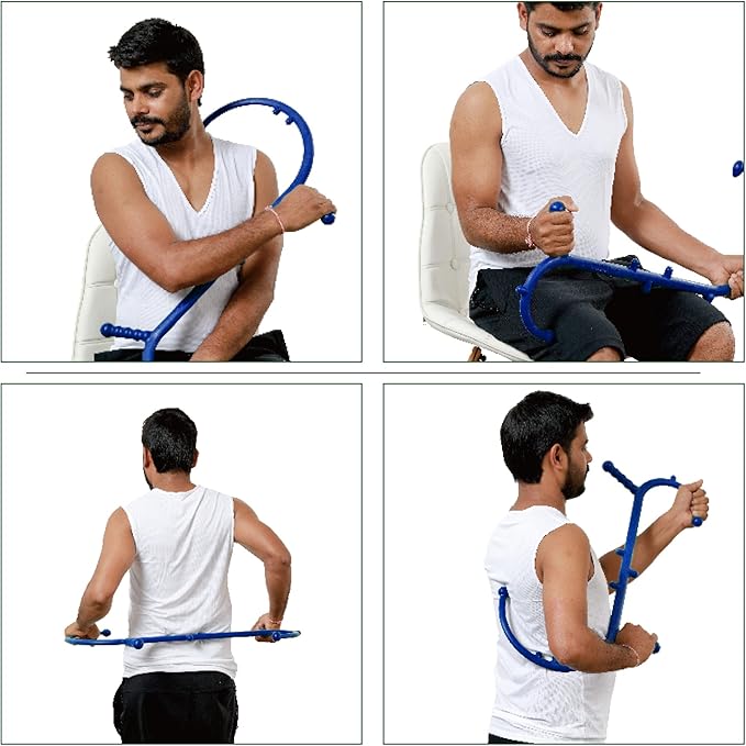 Massage Trigger Point Cane, Body Deep Tissue, Handheld Back, Neck, Shoulder, Leg and Feet Massager Rod, Muscle Release Tool Self Massage Hook Cane Gifts for Women & Men, Blue