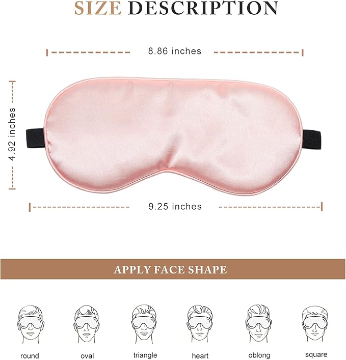 Sleep Mask Silk Eye Mask for Sleeping, Super Soft Blackout Eye Mask for Women Men, Side Sleeper Covers for Sleeping with Adjustable Straps, Travel Sleep Mask, 3 Pack