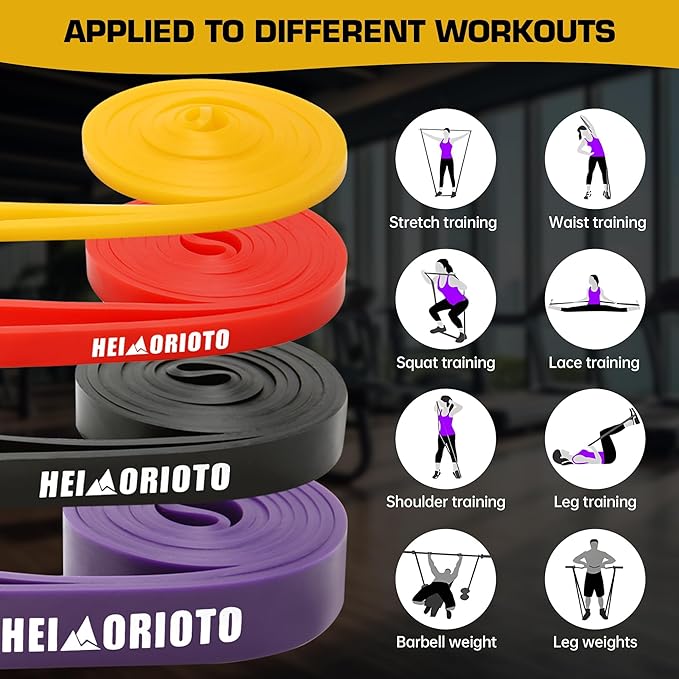 Resistance Bands Set for Pull-Up Assistance & Muscle Training, Exercise Bands for Men/Women, Workout Bands for Full-Body Training, Physical Therapy, Body Stretching