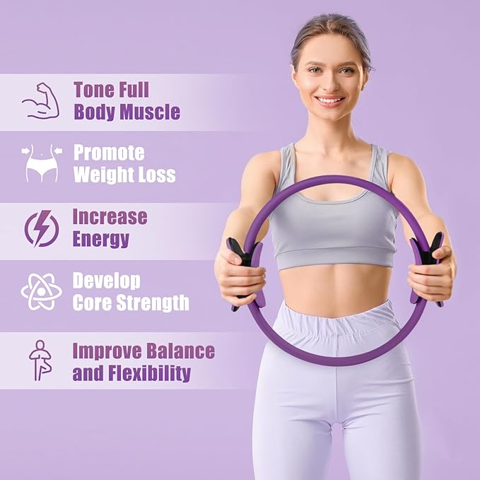 RitFit Pilates Ring Circle - 14 Inch Magic Fitness Circle for Toning Inner & Outer Thighs, Bonus Workout Guide Included