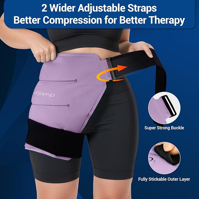 Comfytemp Hip Ice Pack Wrap for Sciatica, Hip Replacement, Fracture, Pain Relief, Reusable Gel Ice Pack for Injuries, Cold Compress Physical Therapy Recovery Gift Men Women FSA Eligible HSA Item (S/M)