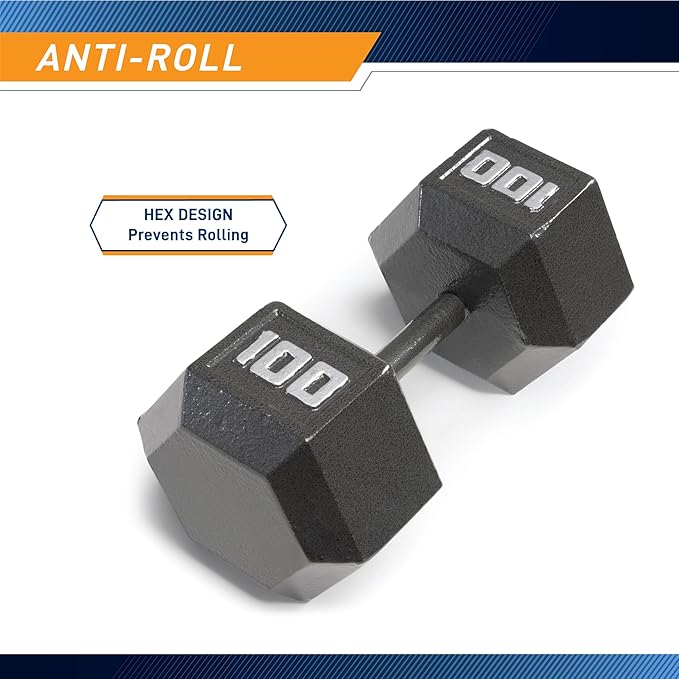 Marcy Cast Iron Hex Dumbbells Collection - Available size from 3-lb to 100-lb, SOLD INDIVIDUALLY