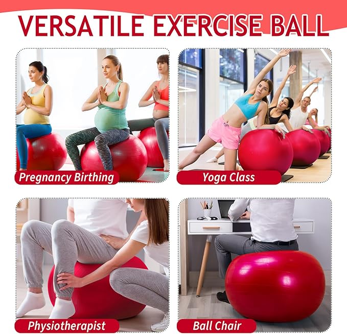 Hungdao 6 Pack Exercise Ball Bulk Inflatable Pregnancy & Workout Ball 22 Inch Heavy Duty Pilates Ball for Yoga Stretching Therapy Balance Physical Fitness