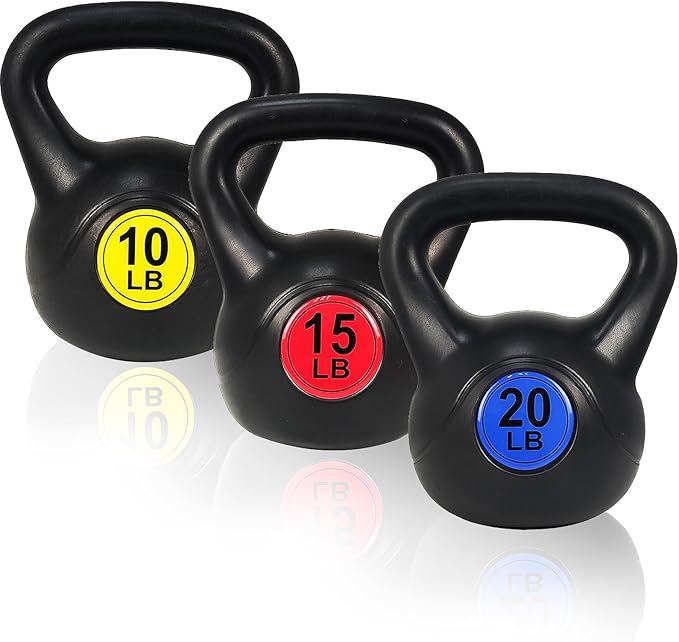 OLIXIS Kettlebell Set, Wide Grip Kettlebell Exercise Fitness Weight Set for Home Gym, Strength Training