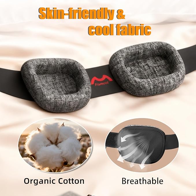 Sleep Mask for Men Women,Sleep Mask with Cpap for Side Sleeper,3D Intraocular Eye Mask Pressure-Free & 100% Blockout with Adjustable Strap Foldable Blind Fold for Flight, Travel, Nap with Box（Black）