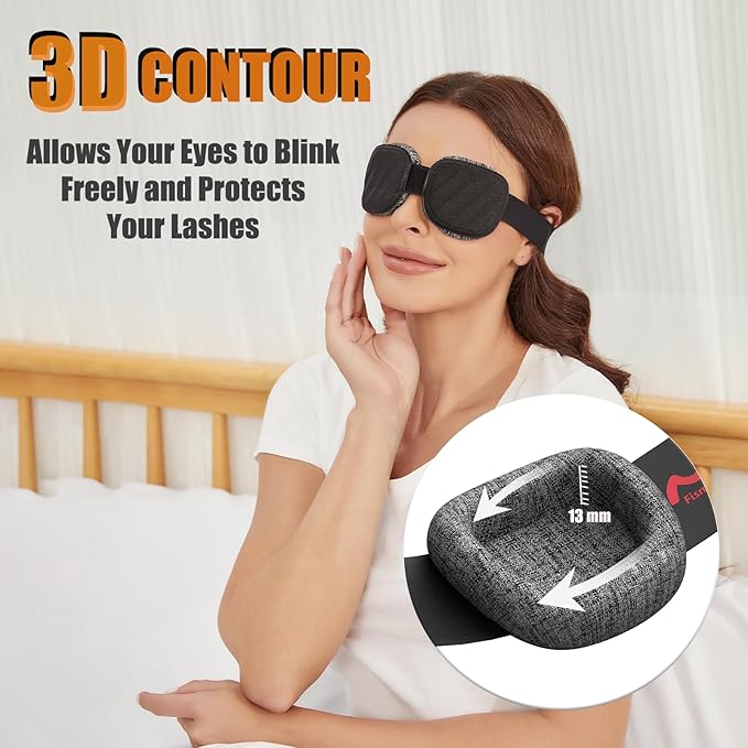 Sleep Mask for Men Women,Sleep Mask with Cpap for Side Sleeper,3D Intraocular Eye Mask Pressure-Free & 100% Blockout with Adjustable Strap Foldable Blind Fold for Flight, Travel, Nap with Box（Black）