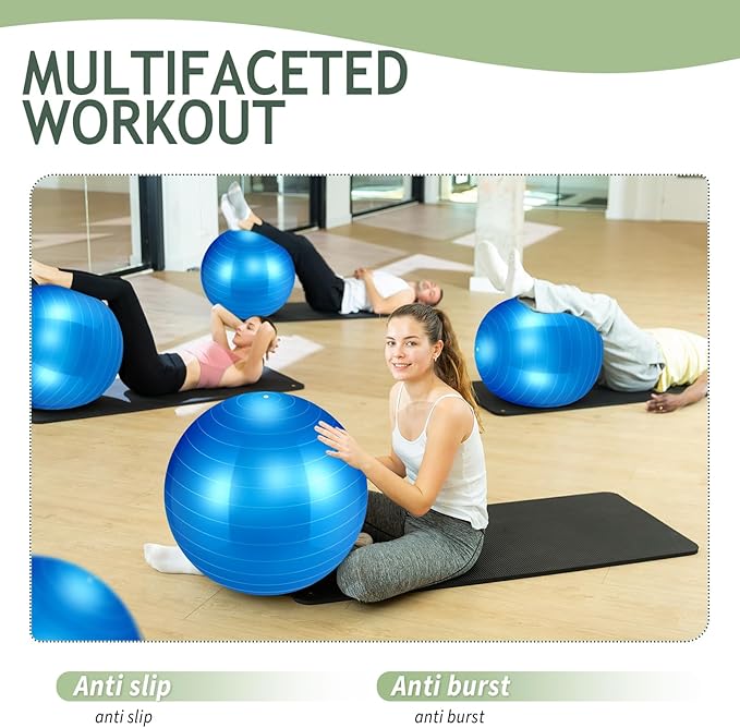 Hungdao 6 Pack Exercise Ball Bulk Inflatable Pregnancy & Workout Ball 22 Inch Heavy Duty Pilates Ball for Yoga Stretching Therapy Balance Physical Fitness