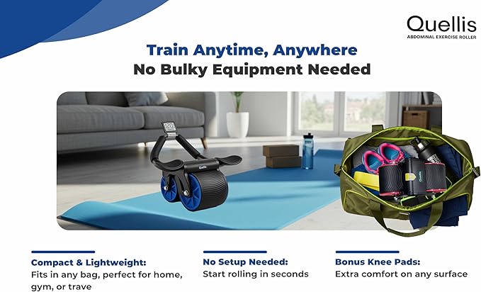 AB Roller for Men & Women – Core Strength Training Wheel Set with Elbow Support & 2 Knee Pads – Abdominal Exercise Roller for Core Stability, Belly Fat Reduction, and Total Body Workout Equipment