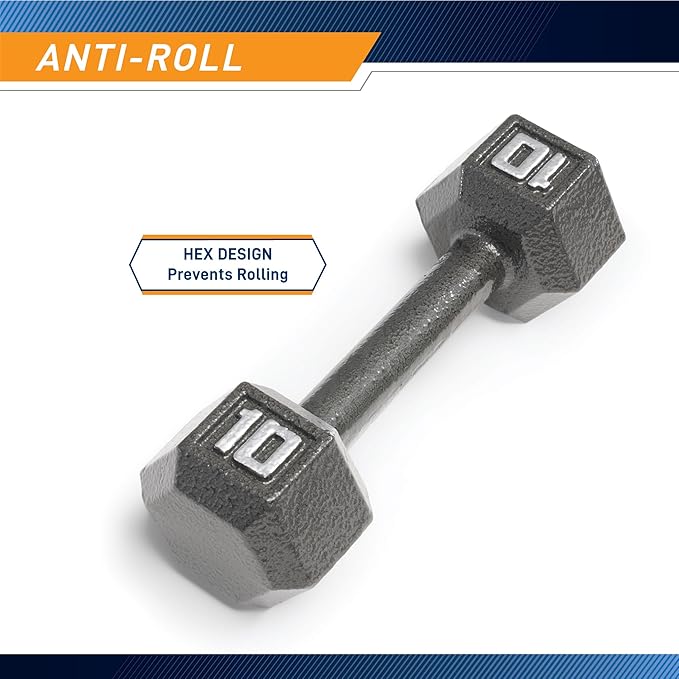 Marcy Cast Iron Hex Dumbbells Collection - Available size from 3-lb to 100-lb, SOLD INDIVIDUALLY