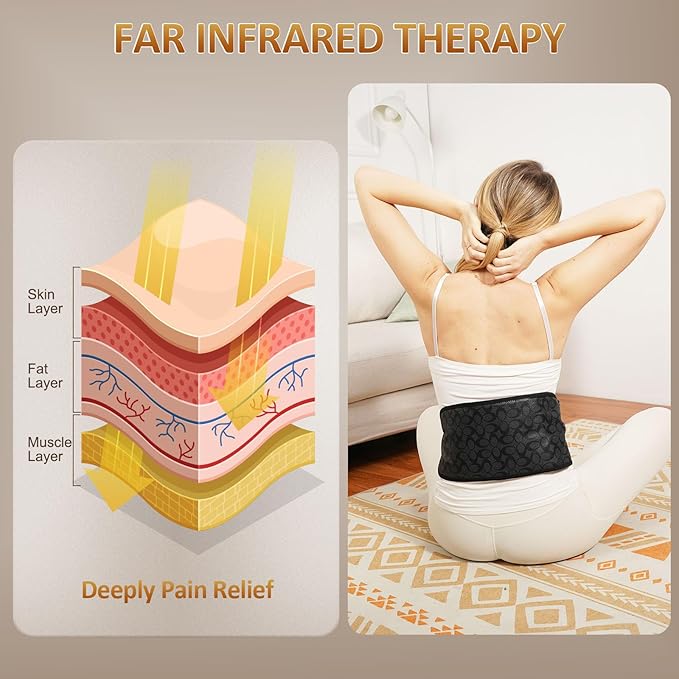 UTK Cordless Heating Pad for Back Pain Relief, Portable Far Infrared Heating Pads for Lower Back and Abdomen, Gift for Women Men, Hot to 149℉, 3 Heat, 16 Natural Jade, 2H Auto-Off
