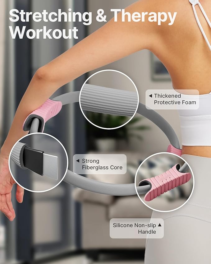 YOTTOY Pilates Ring,15 Inch Magic Circle Ring for Women Thighs,Core and Arms,Exercise Ring Pilates Equipment for Home Workout & Yoga Equipment