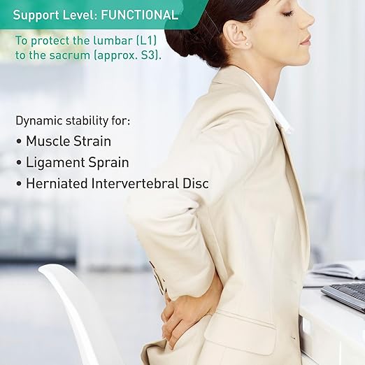 OPPO 2366 High Lumbar Support Back Brace with Flexible Stays - Lower Back Pain Relief, Sciatica Pain Relief, Scoliosis, Herniated Disc - for Elderly and Office Worker (Gray, Medium, 1-Pack)