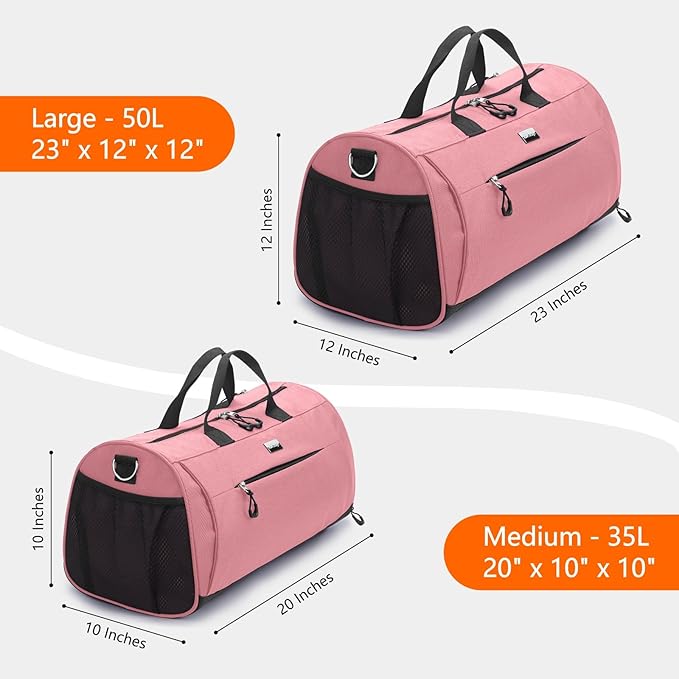TOPDesign Gym Bag for Women & Men, Unisex Duffel Bag with Shoe Compartment & Wet Pocket for Travel Sports Gym (L Pink)