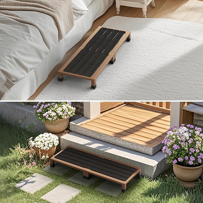 One Step Stool Platform 3.8" Height for Adults, Kids. Heavy Duty/Portable/Nonslip/Durable Construction Safe Step Stool for Bedroom/Kitchen Bed, Bathroom,Kitchen，Garden